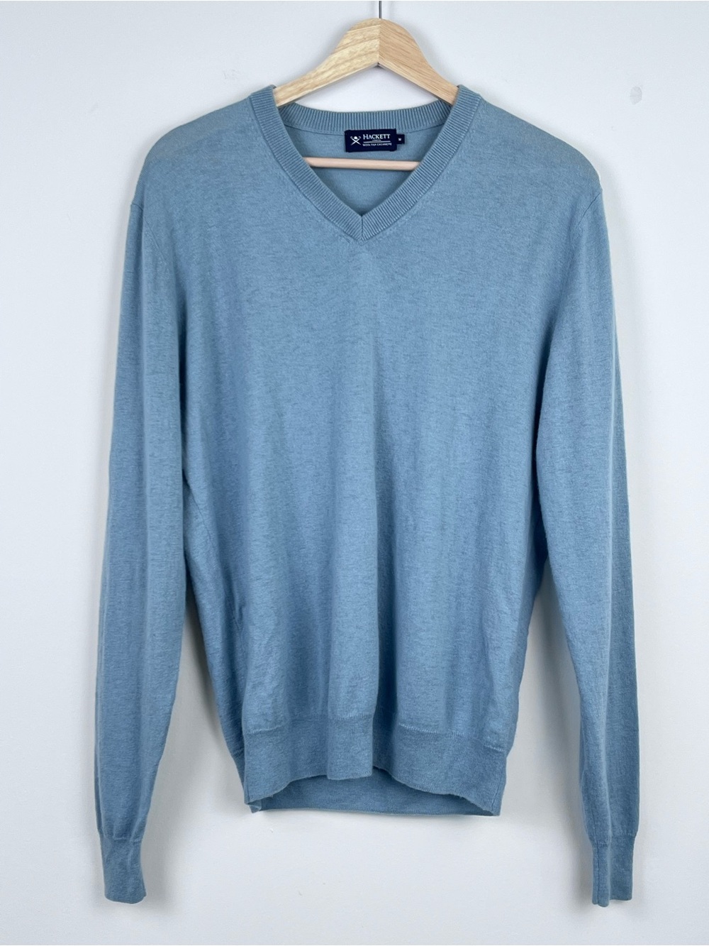 Hackett London Men's V-Neck Wool, Silk & Cashmere Sweater Size M; UK, Preppy